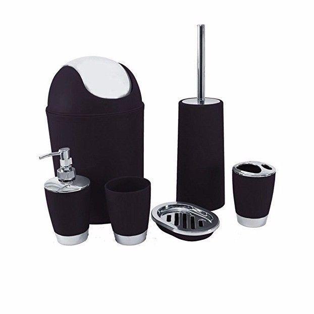 Bathroom Set Black 6 Piece Set Home 9897 (Parcel Rate)