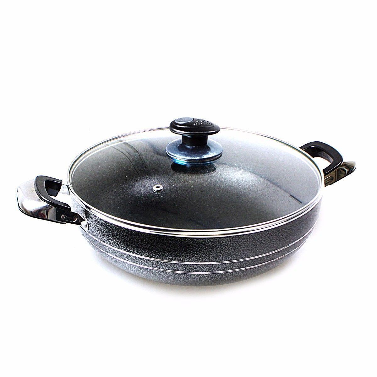 Non Stick Wok Two Handles With Lid (26cm) For Kitchen Everyday Use 0215/2790 (Parcel Rate)