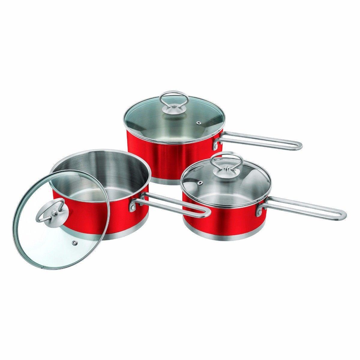 3 Piece Set Metallic Saucepan Set Ruby 2283 (Big Parcel Rate)