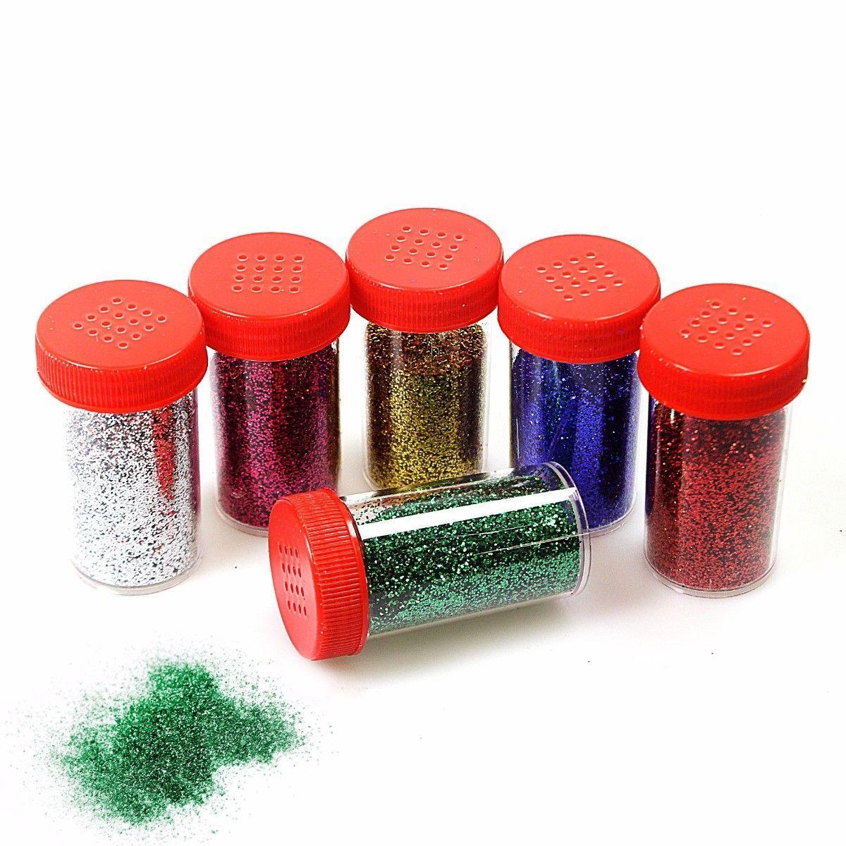 CHILDRENS FUN MULTI PURPOSE USE GLITTER POTS 12 PACKS 1676 (Large Letter Rate)