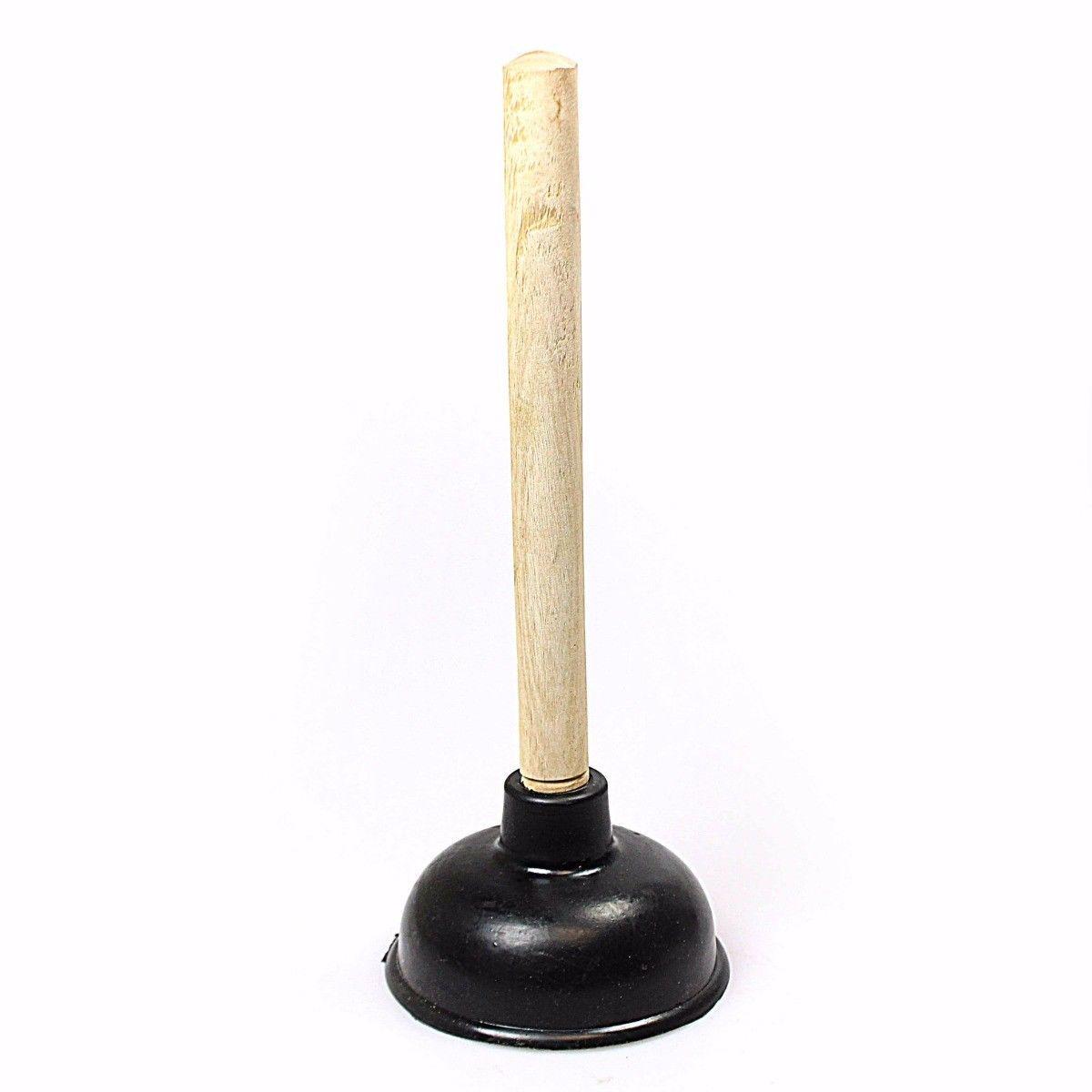 Bathroom Black Plunger With Wooden Stick 0553 (Parcel Rate)