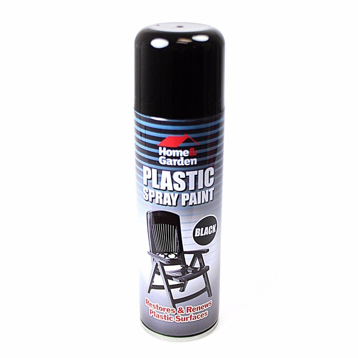 250ml Black Gloss Plastic Spray Can Garden Furniture Bike Car Bumper Paint 9814 (Parcel Rate)