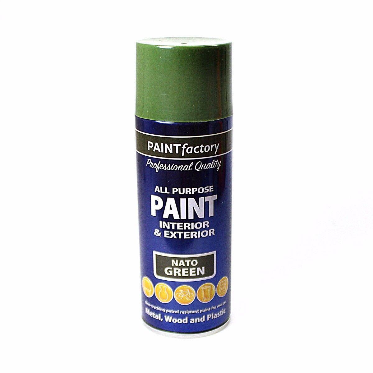 400ml All Purpose NATO GREEN Aerosol Spray Paint Can Household Car Plastic 1747 (Parcel Rate)