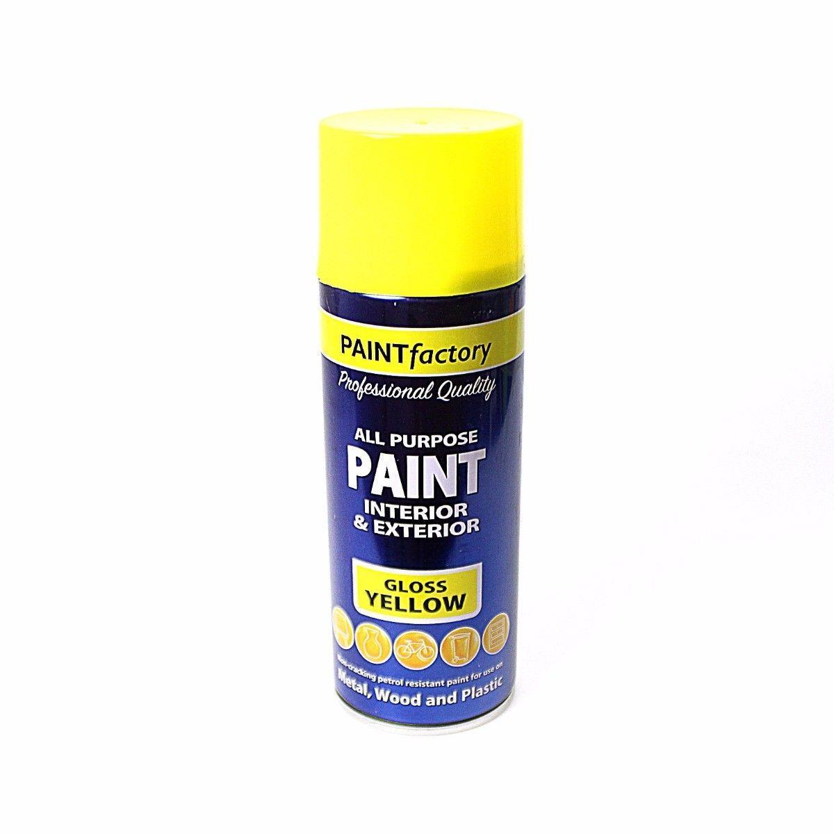 400ml All Purpose Yellow Gloss Aerosol Spray Paint Can Household Car Plastic 1740 (Parcel Rate)