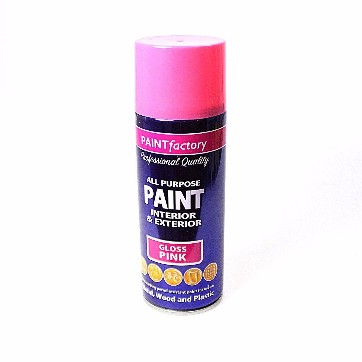 400ml All Purpose Pink Gloss Aerosol Spray Paint Can Household Car Plastic 1741 (Parcel Rate)
