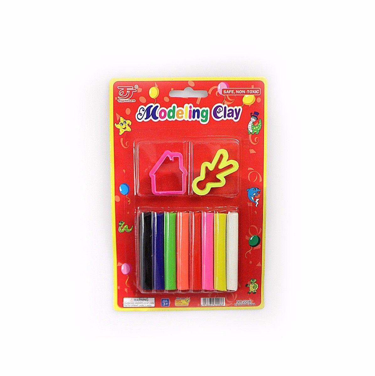 Childrens Assorted Colour Modelling Clay With Stencil 2848 (Parcel Rate)