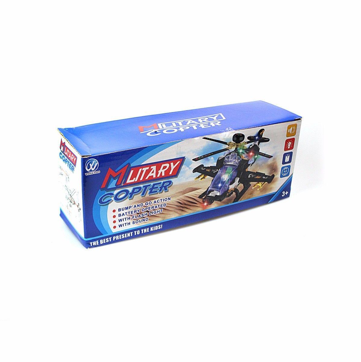 MILITARY LIGHT UP BUMP AND GO COPTER 3707 (Parcel Rate)