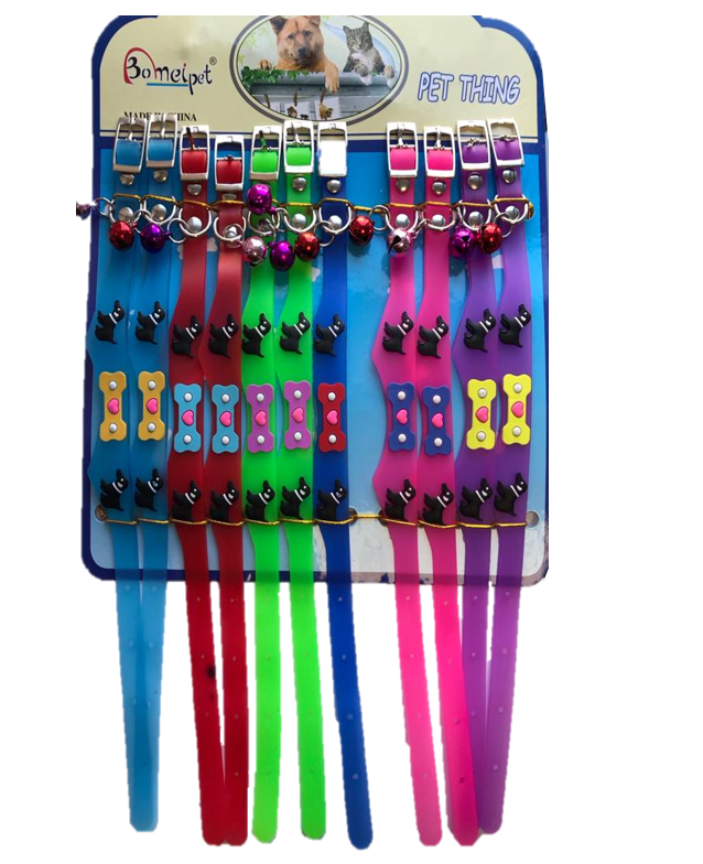 Dog Pet Collar with Bell 28 cm Assorted Colours 6720 (Parcel Rate)