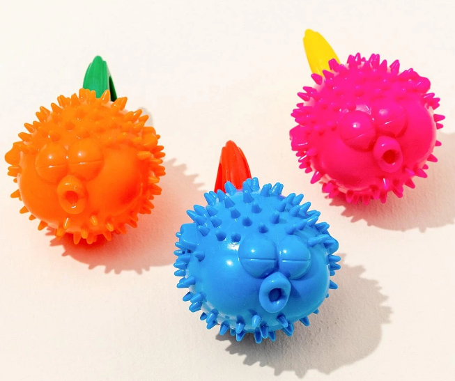 Dog Toy Ball Squeaky Puffer Fish Assorted Colours 6725 (Parcel Rate)