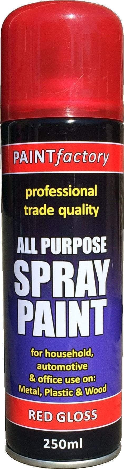 Paint Factory All Purpose Spray Paint Red Gloss 250ml 7143 (Parcel Rate)