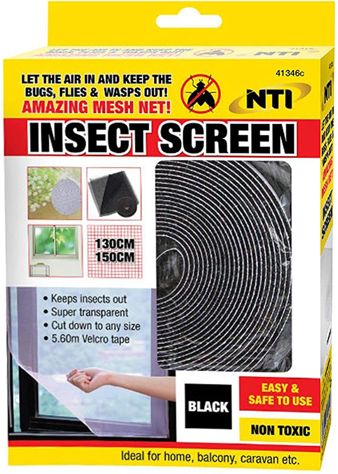 NTI Insect Window Mesh Screen 130 x 150 cm Black 3464 (Parcel Rate)