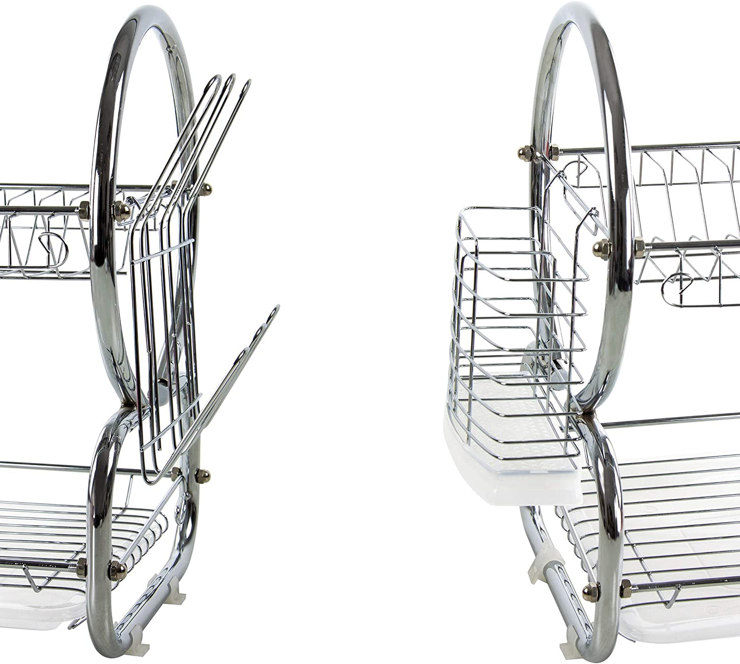 2 Tier Kitchen Dish Drainer Metal and Plastic Silver 53743 (Big Parcel Rate)