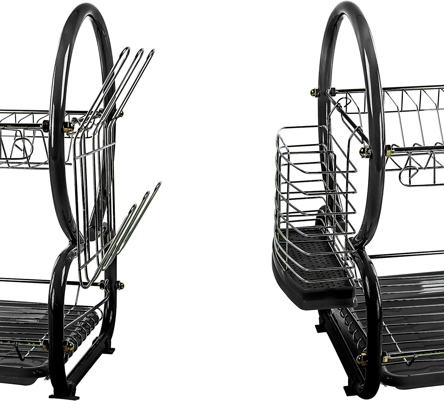 2 Tier Kitchen Dish Drainer Metal and Plastic Black 53742 (Big Parcel Rate)