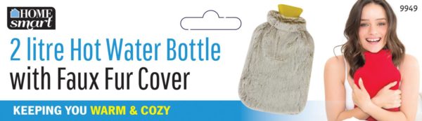 DGI Hot Water Bottle with Faux Fur Cover 2.0L 33 x 20 cm 9949 (Parcel Rate)