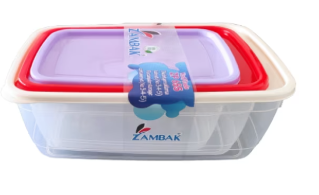 Rectangular Food Storage Box Set of 3 Plastic ZP655 (Parcel Rate)