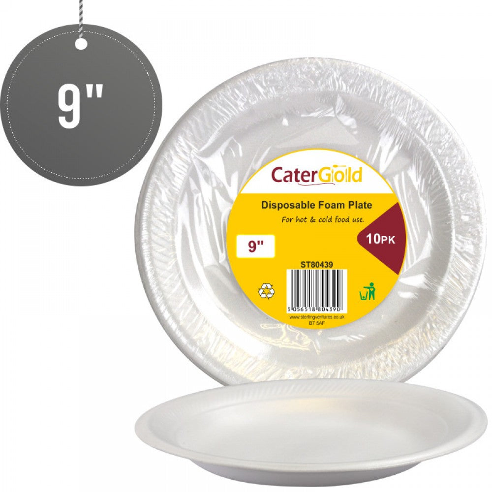 9'' (23cm) Disposable Foam Plates Pack Of 10 ST80439 (Parcel Rate)