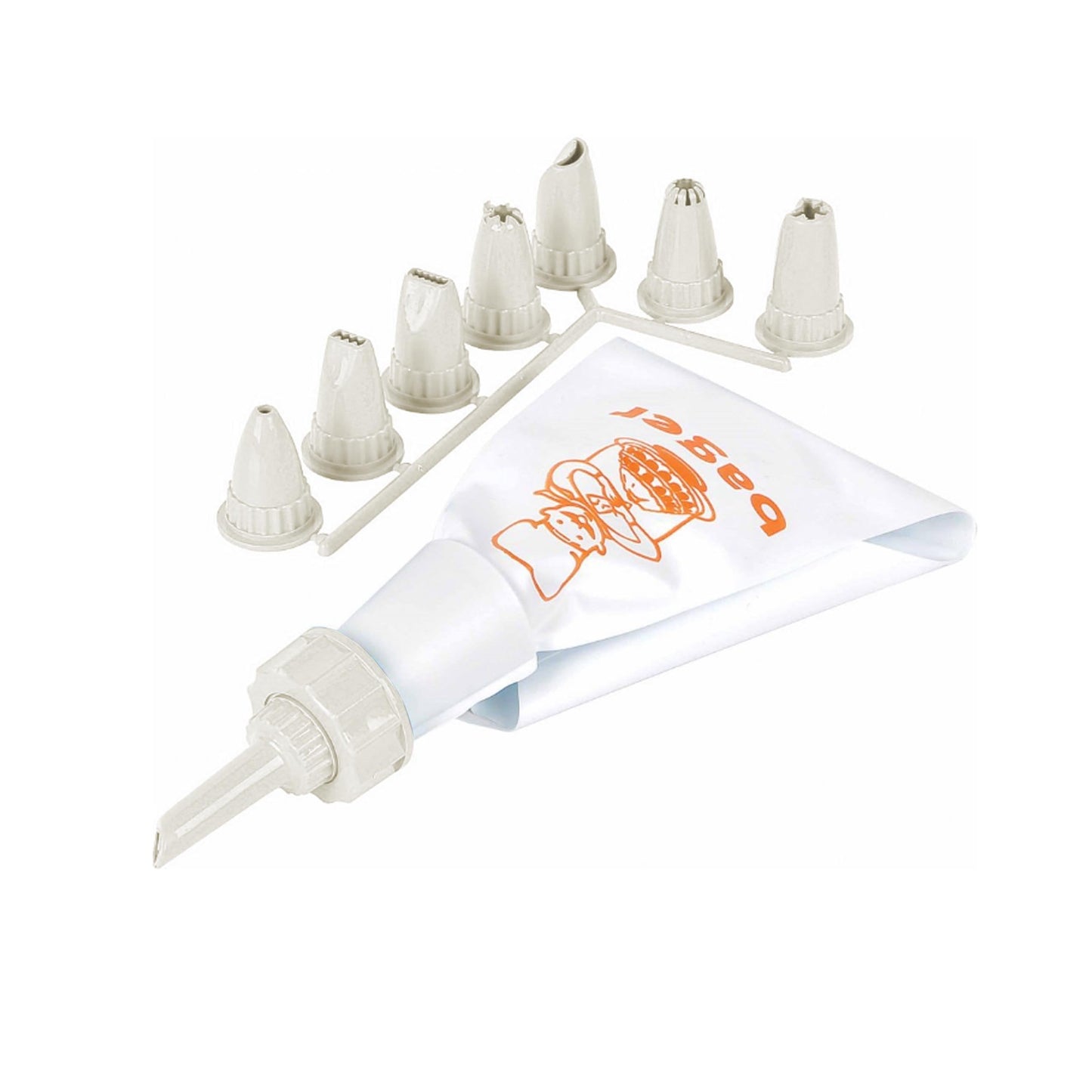 Silicone Icing Piping Bag With 7 Assorted Nozzle Shapes BG-233 (Large Letter Rate)