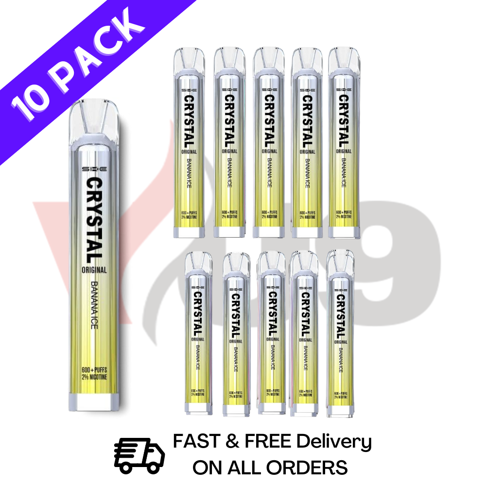 SKE Crystal Bar VAPE Box Of 10 600Puff Banana Ice Bulk Supplier VU9 Wholesale Store SKE Crystal Bar VAPE Box Of 10 600Puff Banana Ice Bulk Supplier VU9 Wholesale Store