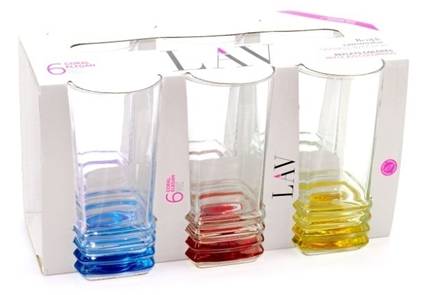 Coloured Elegant Hi Ball Tumbler Glass 335cc 6Pcs Set ELG379OB0 (Parcel Rate)