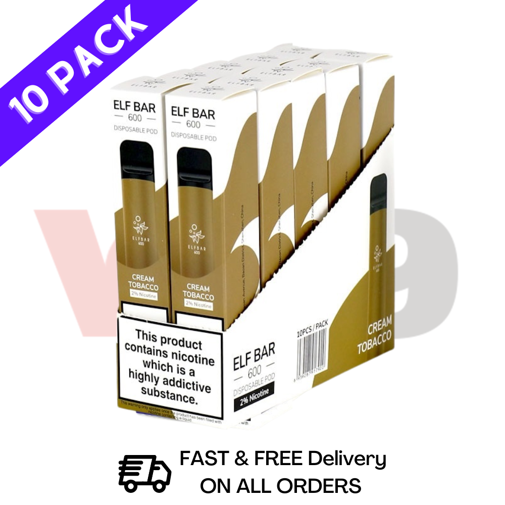 Elf Bar Bulk Price Cream Tobacco 10 x Disposable Vape Multipack - VU9 Wholesale