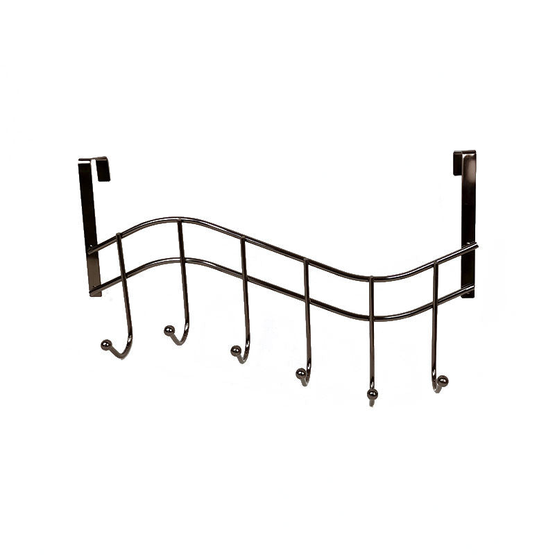 Metal Coat Hook Door Hanger Rack Black 44 cm 6868 (Parcel Rate)