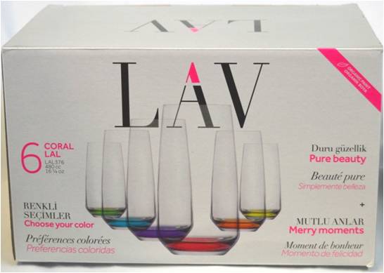 Lal Coloured Hiball Tumbler Drinking Glass Pack of 6 480cc LAL376PT0 (Parcel rate)