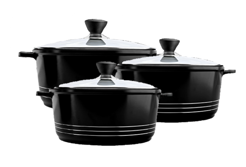 Laria Non Stick Die Cast Stockpot Pan Set 3pcs Red 10568 / AA2211 (Big Parcel Rate)