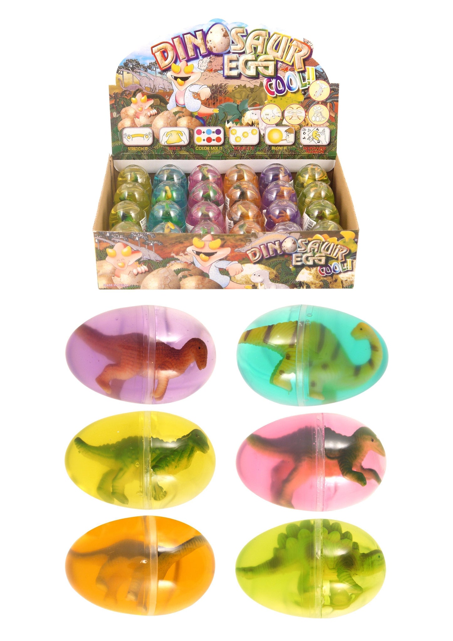 Childrens Mini Extinct Dinosaur Eggs Cool Fun Assorted Colour 5.8 x 4cm N14080 (Parcel Rate)p