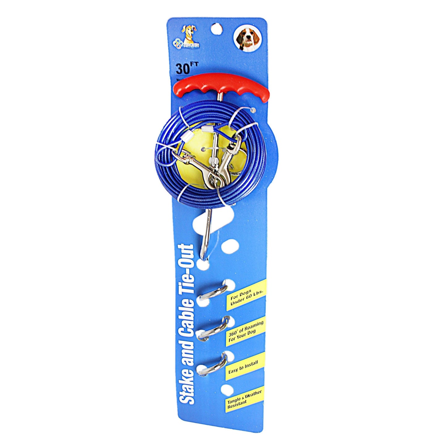 30ft Dog Tie Out Cable And Stake Set Small Large Dog Ground Field Spike Stake 2029 (Parcel Rate)