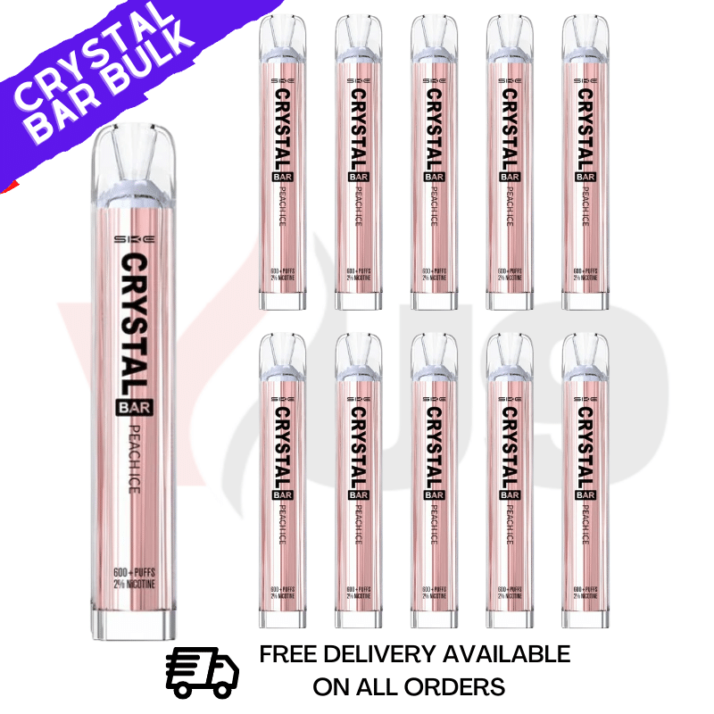 SKE Crystal Bar VAPE Box Of 10 600Puff PEACH ICE - VU9 Wholesale