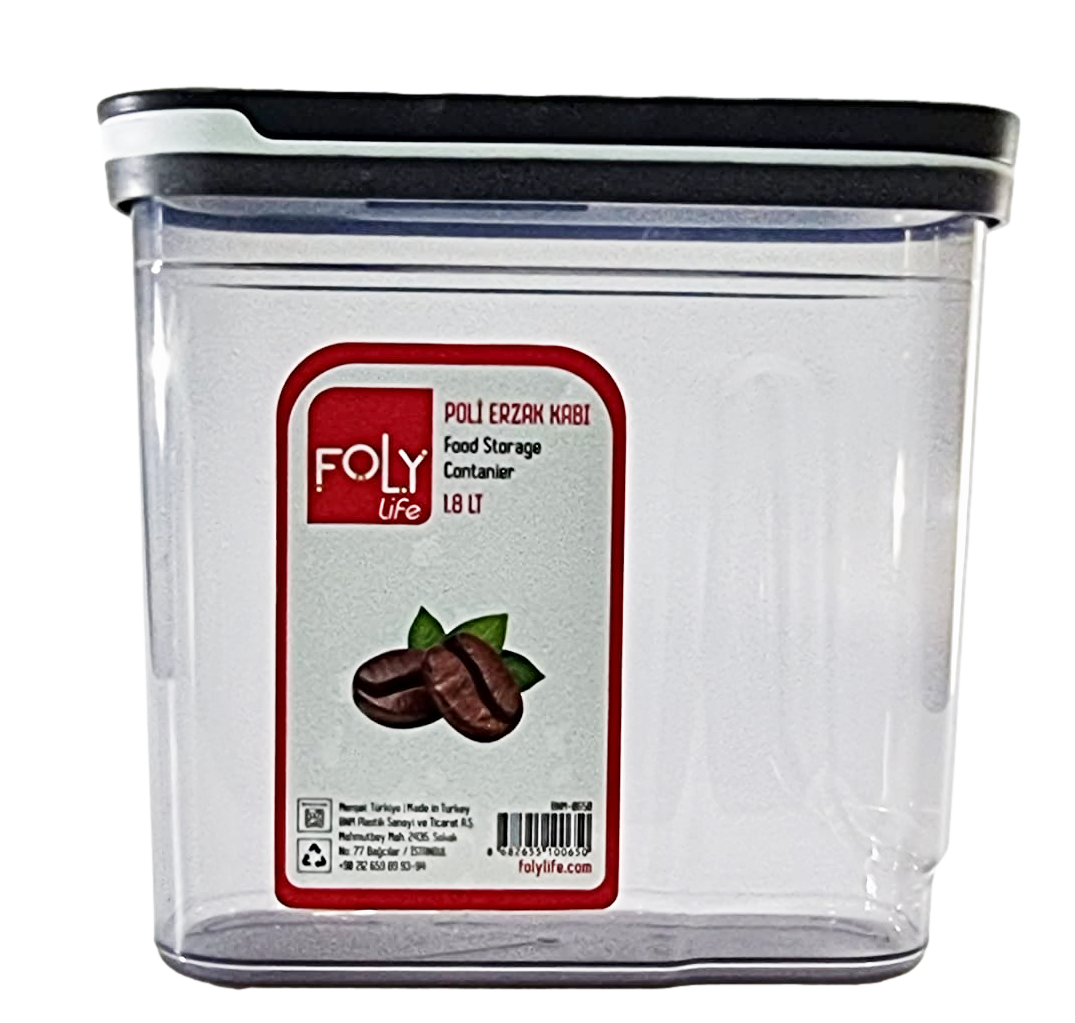 Poli Food Storage Container with Lid Plastic 1.8L BNM0650 (Parcel Rate)