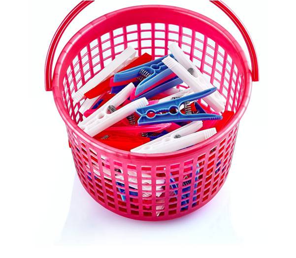 Clothes Peg Basket Plastic Assorted Colours ZP104 (Parcel Rate)