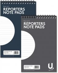 3 Pack Reporters Note Pads Home School Writing Pad 2 Assorted Design 5'' x 8'' P1004 (Parcel Rate)