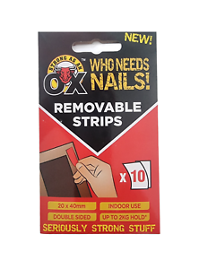 SAAO Removable Strips 20 x 40 mm Double Sided 3159 (Parcel Rate)