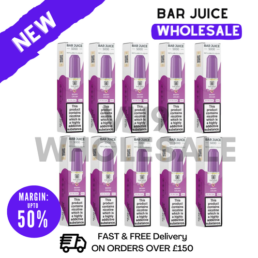 Buy Bulk Berry Crush Bar Juice 5000 Nic Salt Box Of 10 - VU9 Wholesale