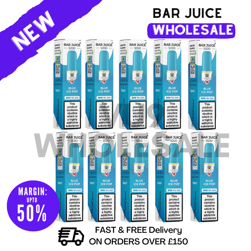 Shop Blue ICE POP Bar Juice 5000 Nic Salt Box Of 10 - VU9 Wholesale