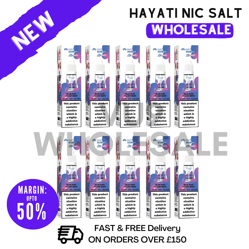 Shop Blue Razz Gummy Bear Hayati Pro Max Nicotine Salt Pack Of 10 - UK Vape World