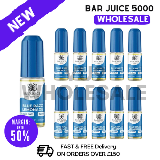 Buy Bulk Blue Razz Lemonade Bar Juice 5000 Nic Salt Box Of 10 - VU9 WHOLESALE