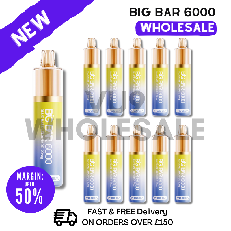 Shop Blue Razz Lemonade Feoba Big Bar 6000 Puff 6K Bulk Buy Box Of 10 - UK Vape World