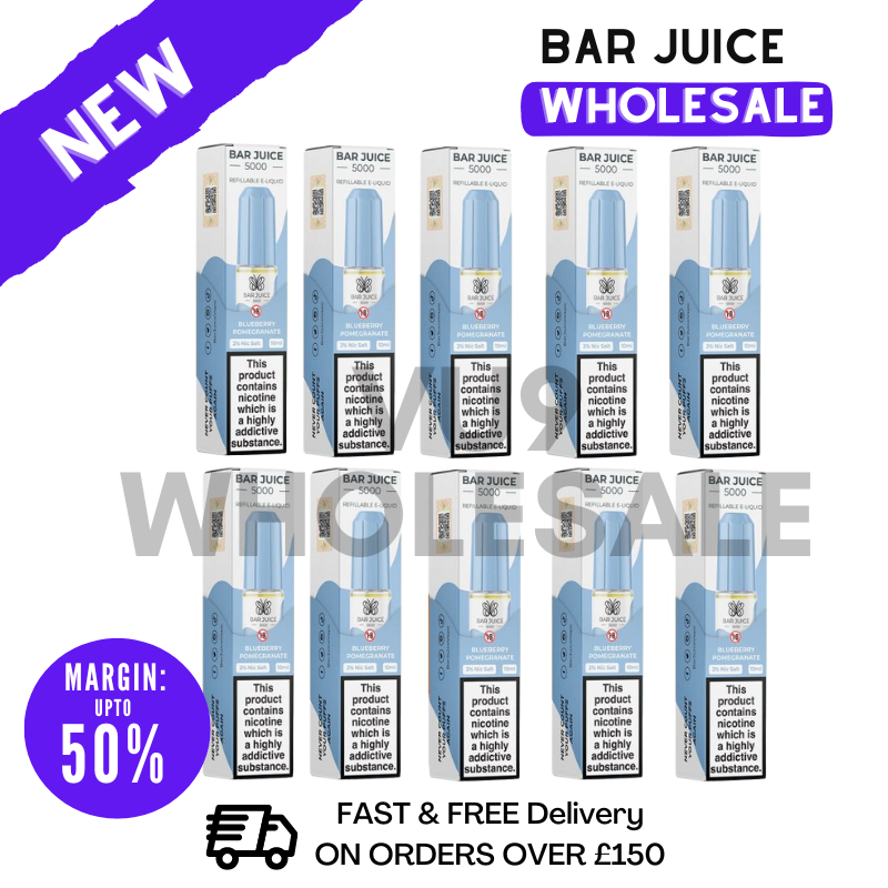 Shop Blueberry Pomegranate Bar Juice 5000 Nic Salt Box Of 10 - VU9 Wholesale