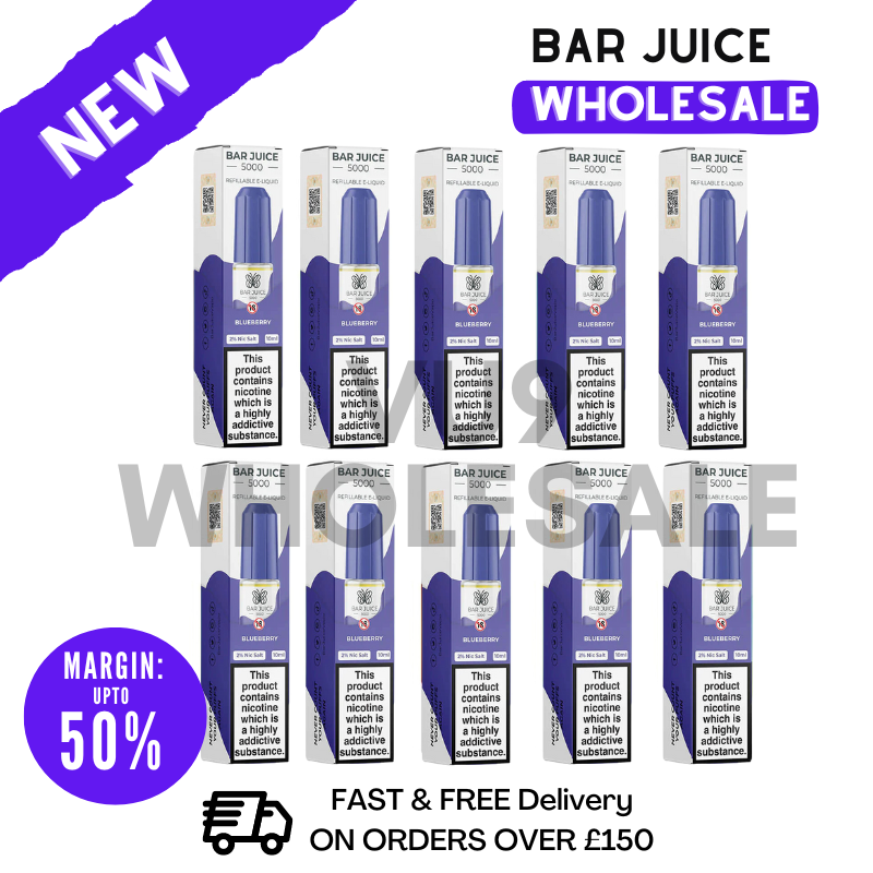 Shop Blueberry Bar Juice 5000 Nic Salt Box Of 10 - VU9 Wholesale