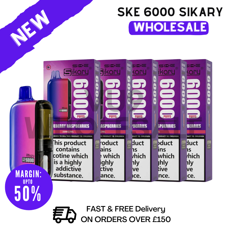 Shop Blueberry Raspberries SKE Sikary 6000 Puff 6K Wholesale - Box Of 5 - VU9