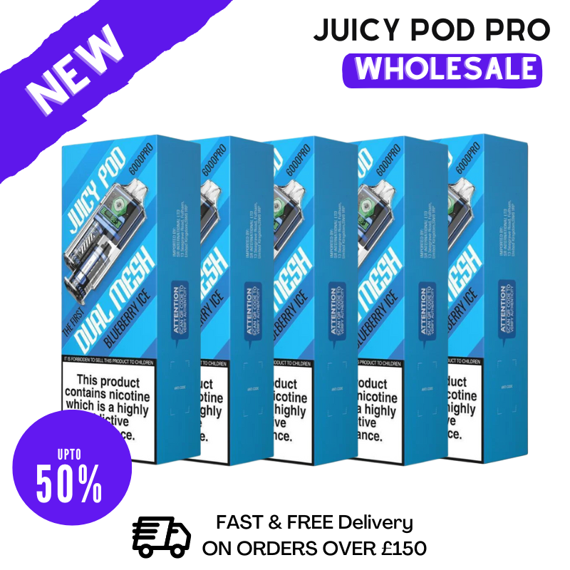 Buy Blueberry Ice Juicy Pod 6000 Puff 6K Wholesale - Box Of 5 - VU9