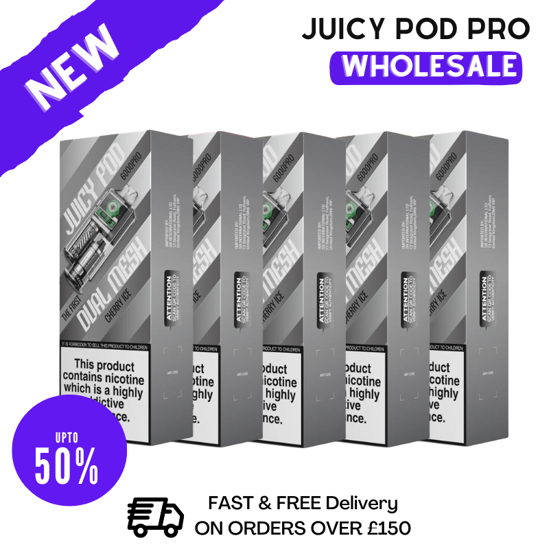 Buy Bulk Cherry ICE Juicy Pod 6000 Puff 6K Wholesale - Box Of 5 - VU9