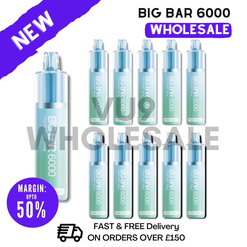 Shop Fresh Mint Feoba Big Bar 6000 Puff 6K Bulk Buy Box Of 10 - UK Vape World