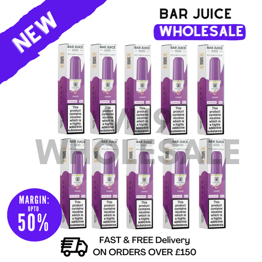 Grape Bar Juice 5000 Nic Salt Box Of 10