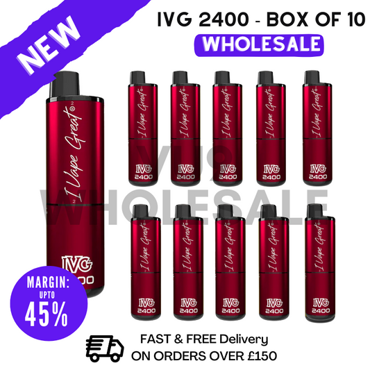 Red Raspberry Edition IVG 2400 Prefilled Pod Kit Vapes Bulk Buy - Box Of 10