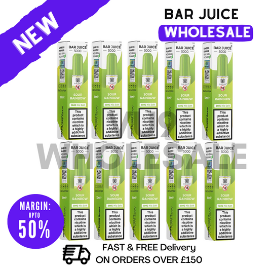 Sour Rainbow Bar Juice 5000 Nic Salt Box Of 10