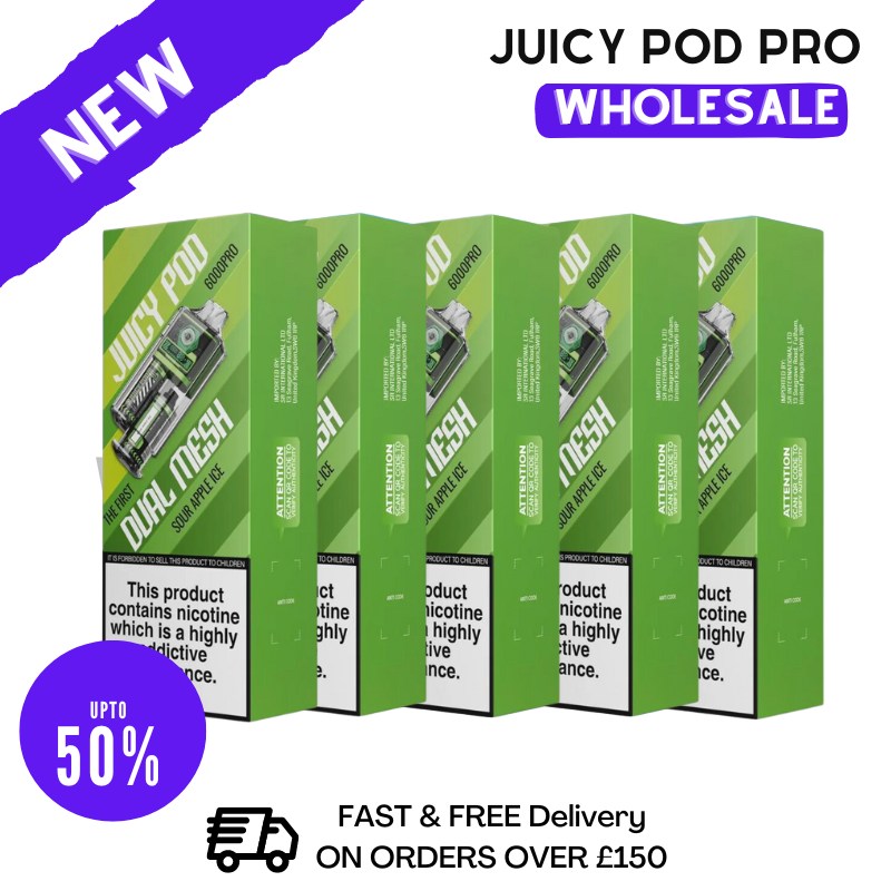 Bulk Buy Sour Apple ICE Juicy Pod 6000 Puff 6K Wholesale - Box Of 5 - VU9