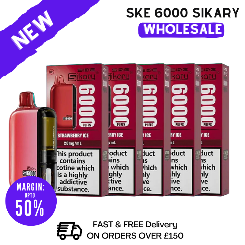 Strawberry ICE SKE Sikary 6000 Puff 6K Wholesale - Box Of 5